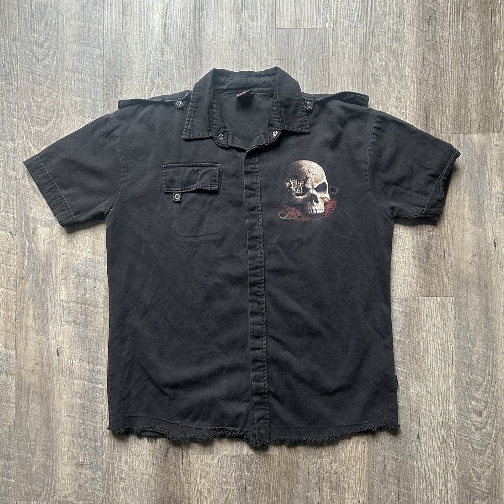 Spiral Direct Shirt Mens Large Black Skull Skeleton Horror Gothic Scary Emo Y2K